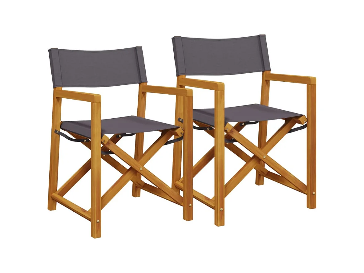 Chaises pliables de jardin lot de 2 gris foncé tissu