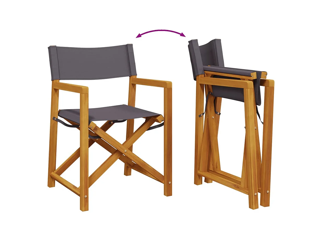 Chaises pliables de jardin lot de 2 gris foncé tissu