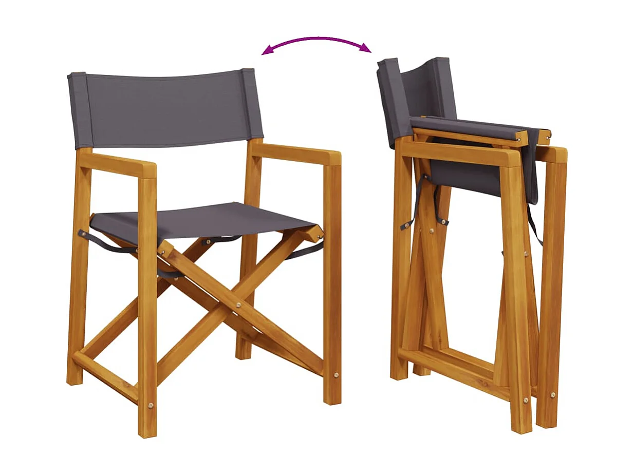 Chaises pliables de jardin lot de 2 gris foncé tissu