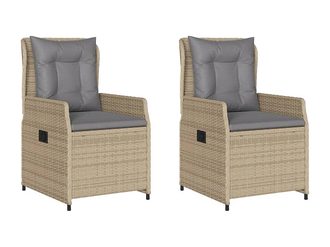 Chaises inclinables de jardin lot de 2 beige résine tressée