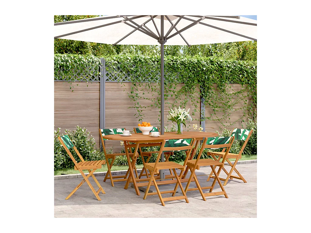 Sillas de jardín reclinables 6 unidades madera maciza y tela verde