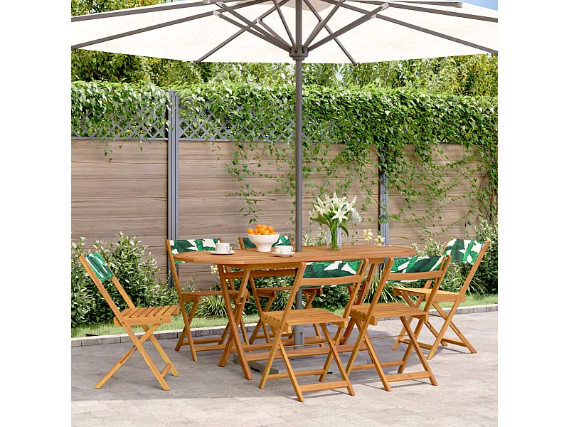 Chaises de jardin pliantes lot de 6 vert tissu et bois massif