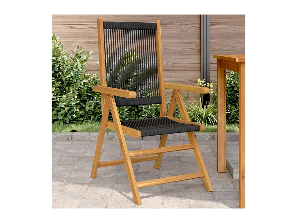 Chaises de jardin lot de 2 noir bois d'acacia et polypropylène
