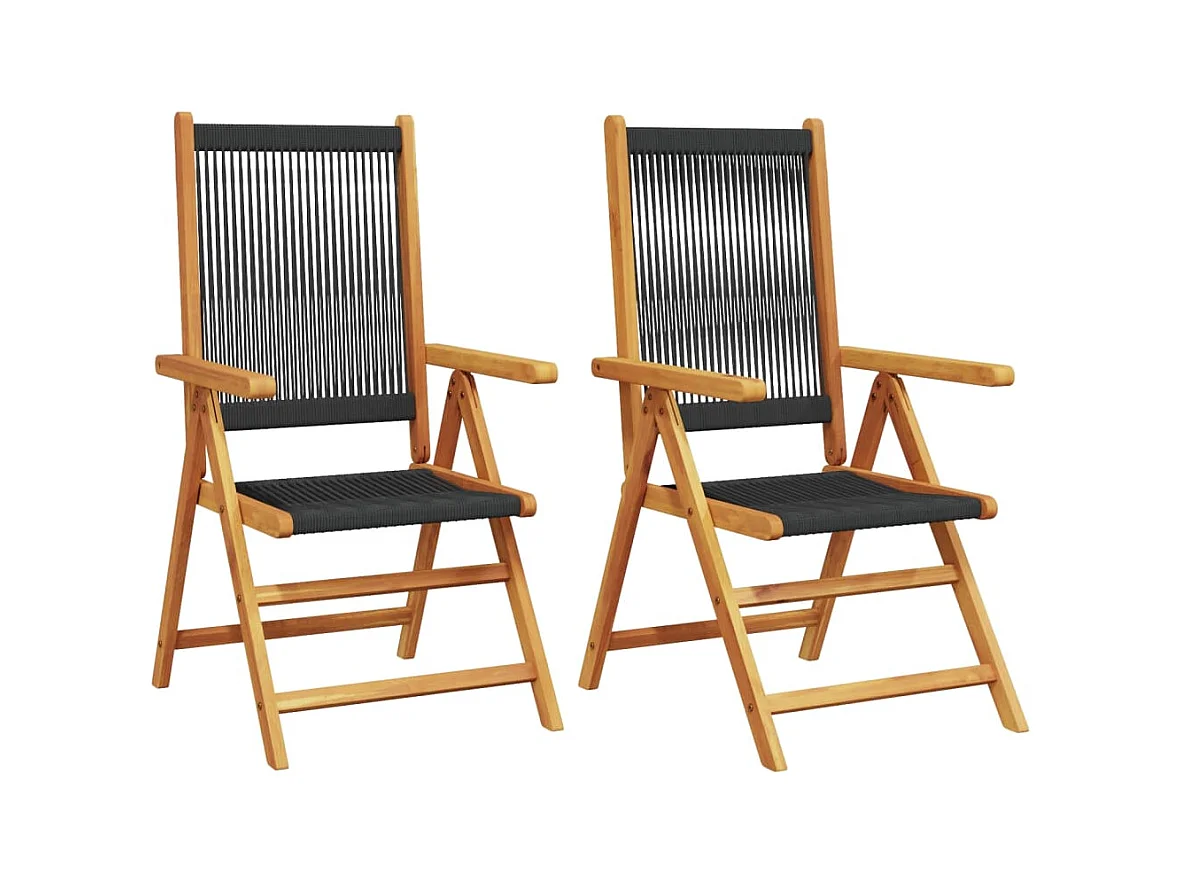 Chaises de jardin lot de 2 noir bois d'acacia et polypropylène
