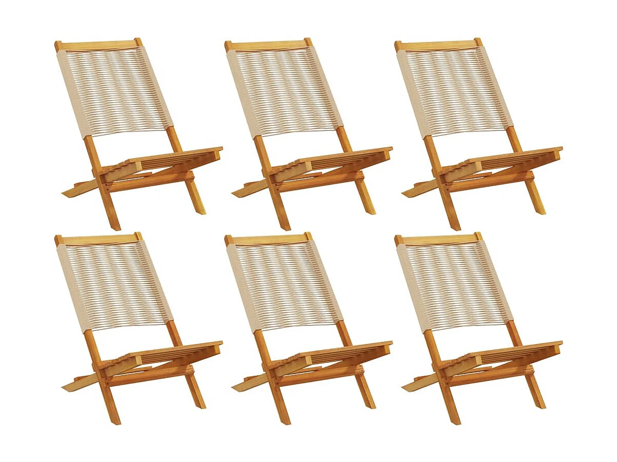 Chaises de jardin pliantes lot de 6 beige bois d'acacia massif