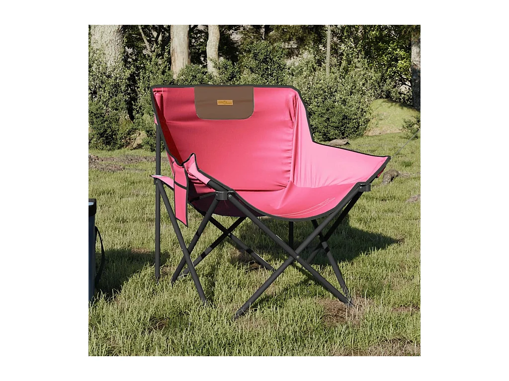 Chaise de camping avec poche pliable lot de 2 rose