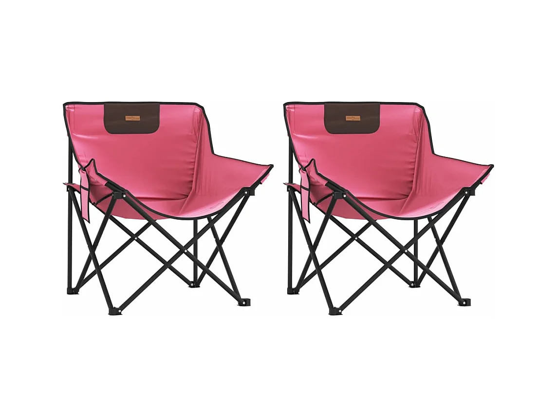 Sillas de camping con bolsillo plegables 2 unidades rosa