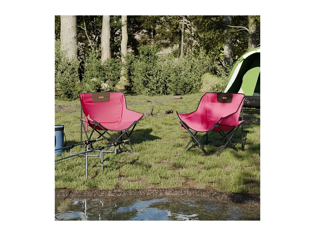 Sillas de camping con bolsillo plegables 2 unidades rosa