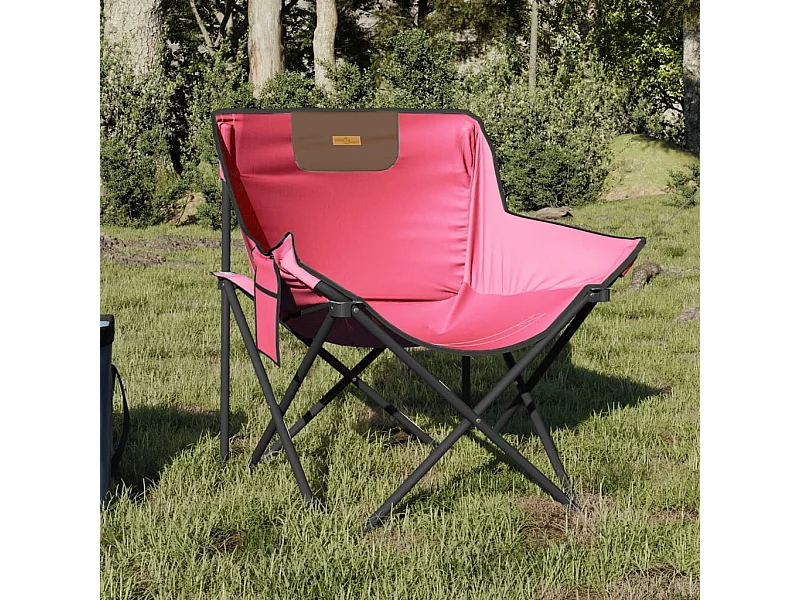Chaise de camping avec poche pliable lot de 2 rose