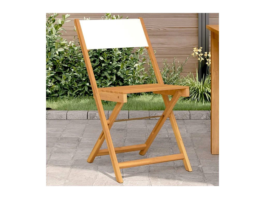 Chaises de bistrot lot de 2 blanc crème bois acacia et tissu