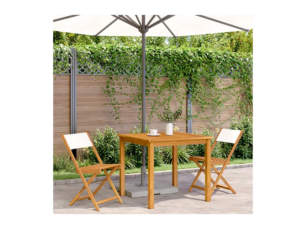 Chaises de bistrot lot de 2 blanc crème bois acacia et tissu