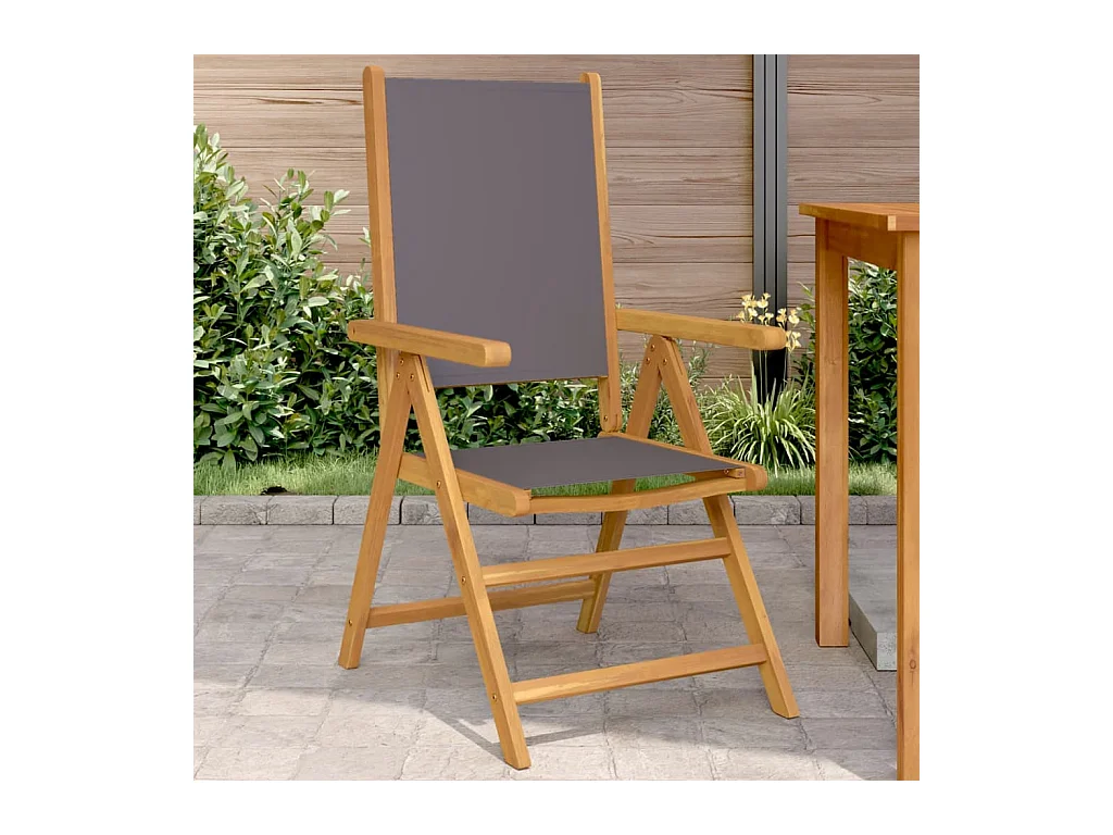 Chaises de jardin lot de 2 anthracite bois acacia massif tissu