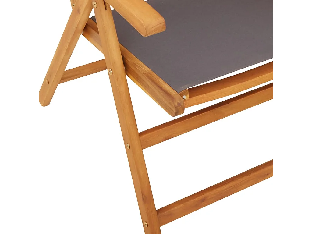 Chaises de jardin lot de 2 anthracite bois acacia massif tissu