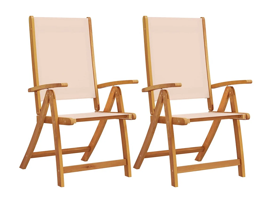 Chaises pliables de jardin lot de 2 bois d'acacia et textilène