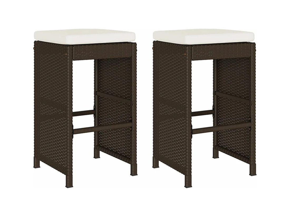 Tabourets de bar jardin coussins lot de 2 marron résine tressée