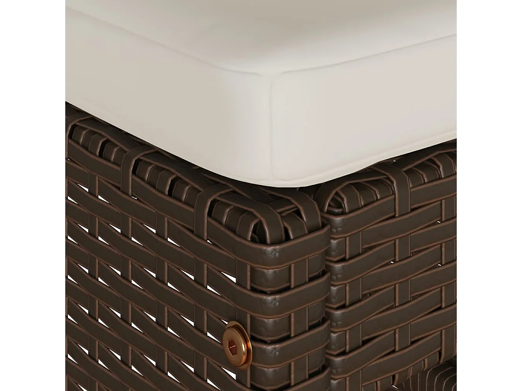 Tuinbarkrukken 2 st met kussens poly rattan bruin