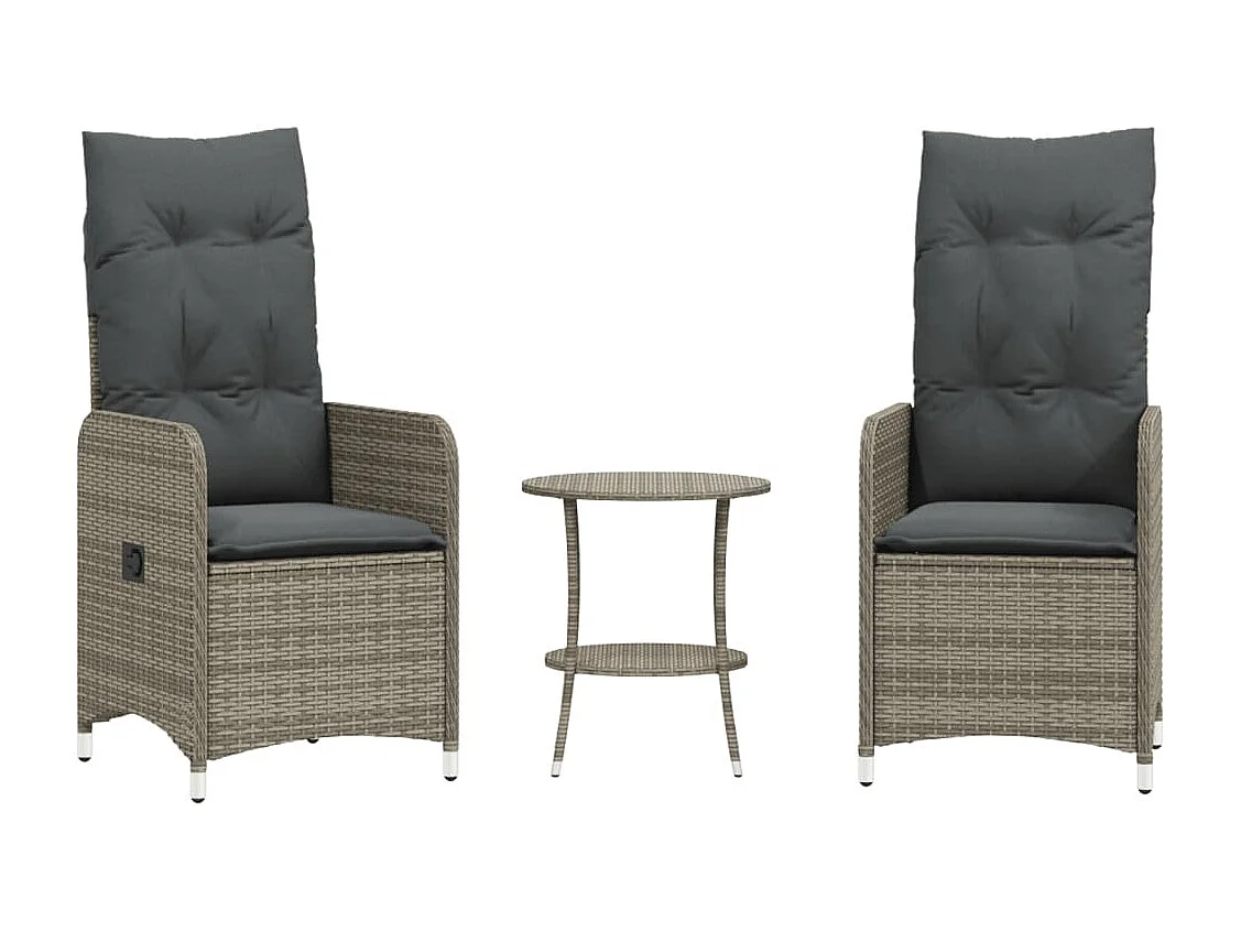 Chaises inclinables de jardin lot de 2 et table résine tressée