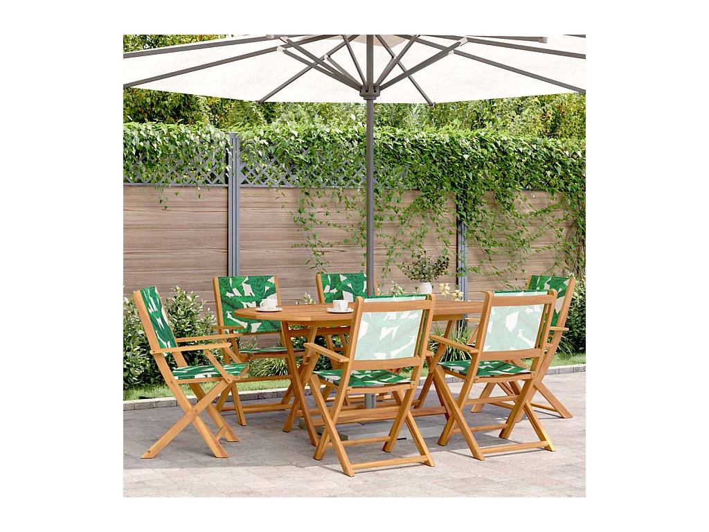 Chaises de jardin pliantes lot de 6 vert tissu et bois massif