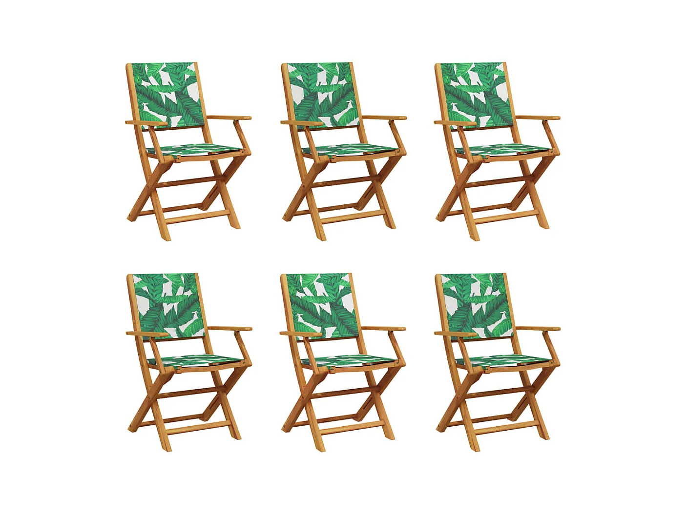 Chaises de jardin pliantes lot de 6 vert tissu et bois massif