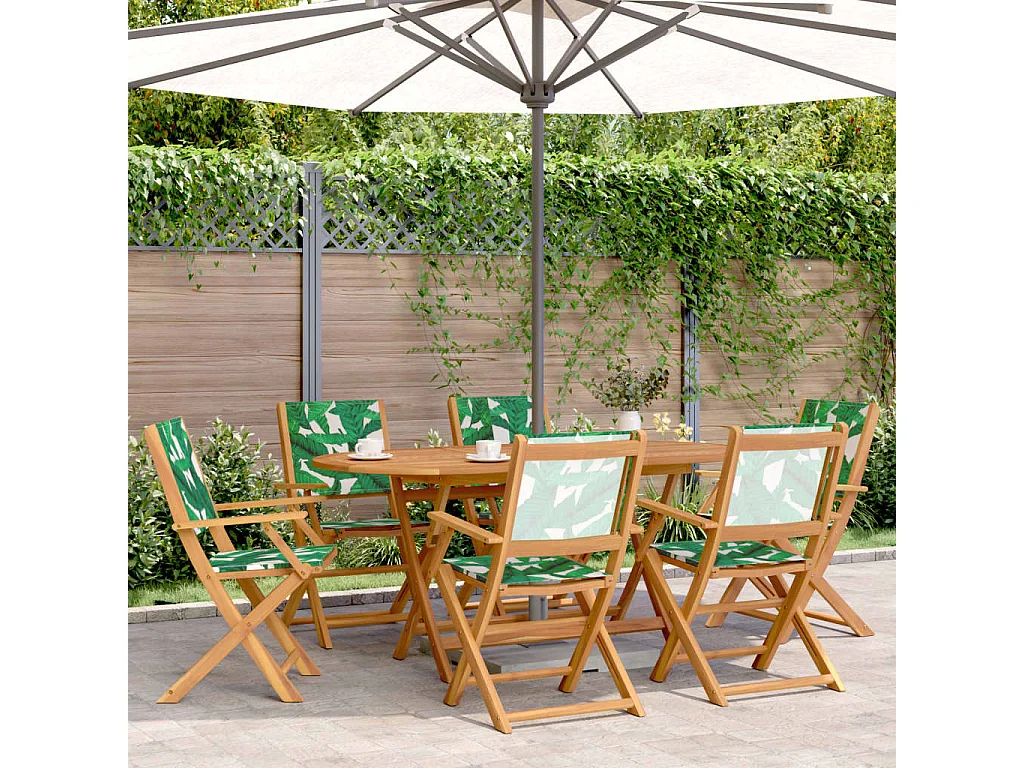 Chaises de jardin pliantes lot de 6 vert tissu et bois massif