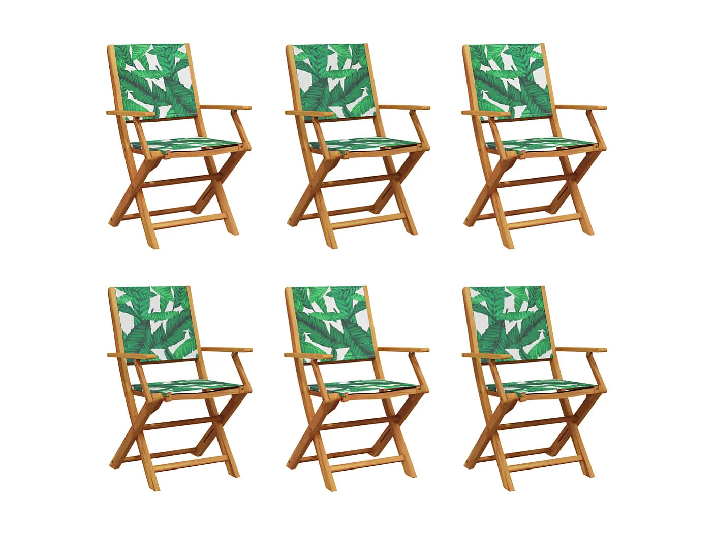 Chaises de jardin pliantes lot de 6 vert tissu et bois massif