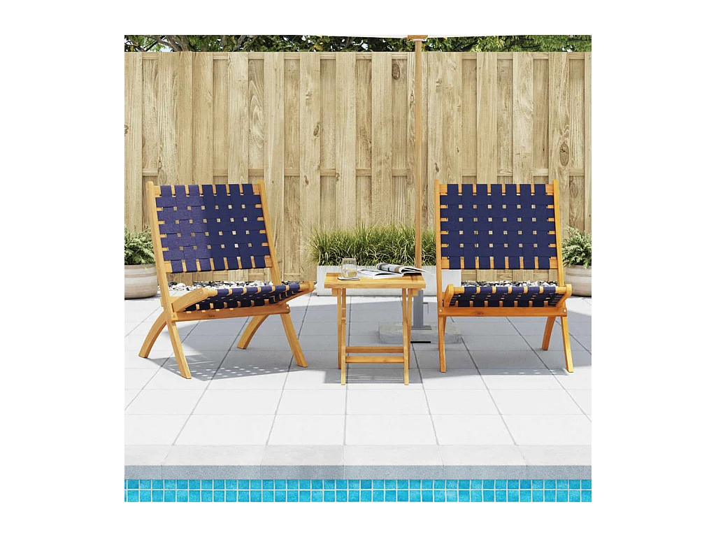 Chaises de jardin pliantes lot de 2 bois d'acacia solide tissu