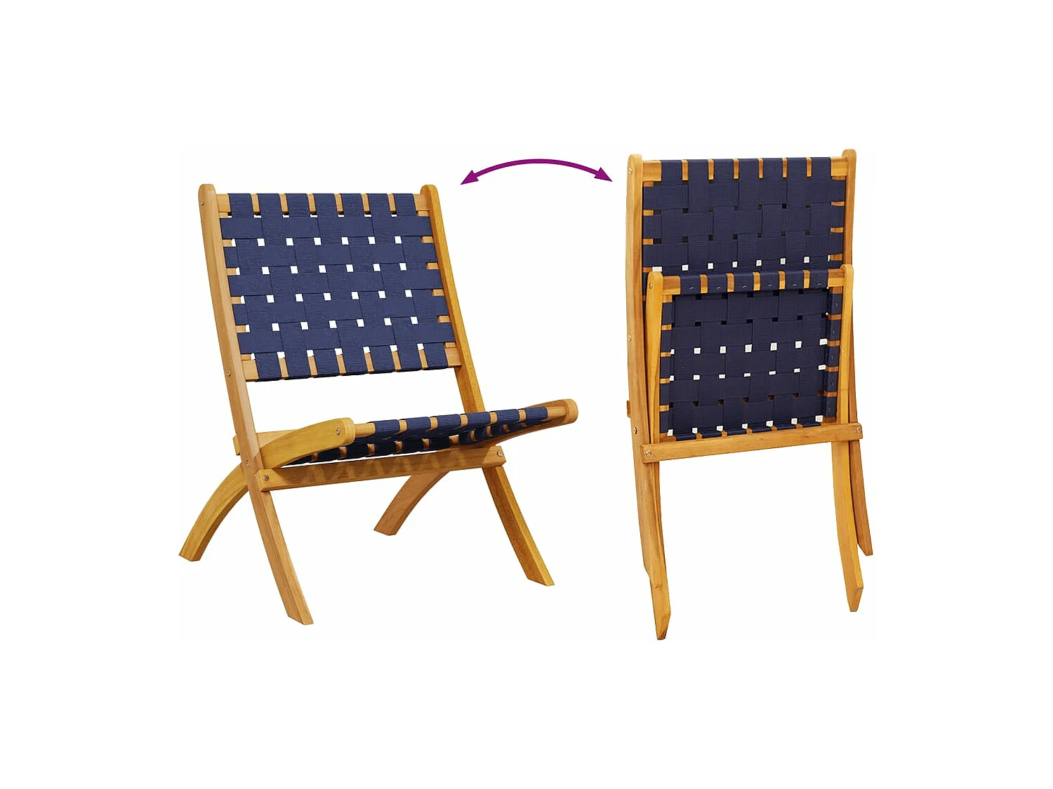 Sillas de jardín plegables 2 unidades madera de acacia y tela azul