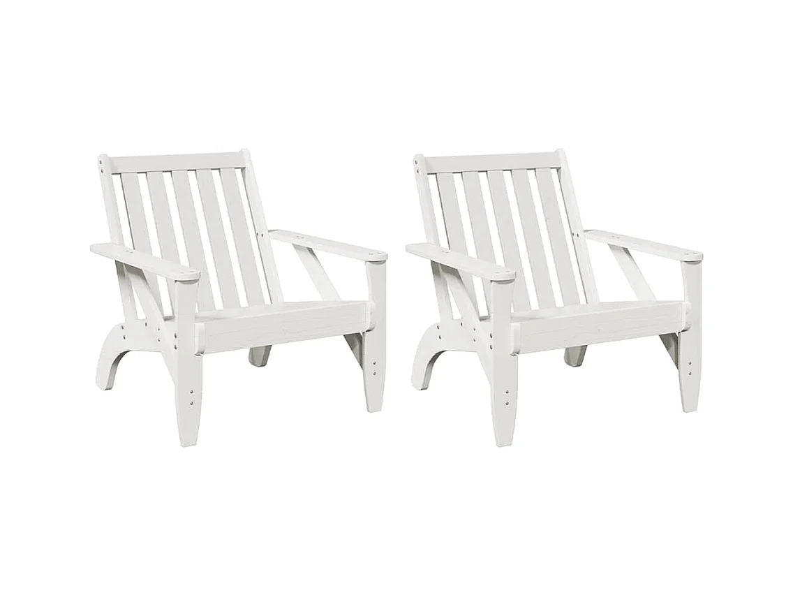 Cadeiras jardim Adirondack 2 peças 75x77x77cm pinho maciça branco