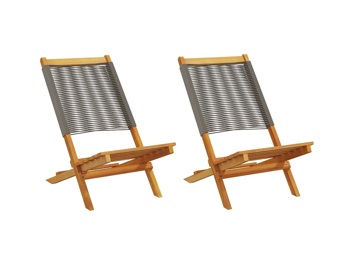 Tuinstoelen 2 st massief acaciahout en polypropeen grijs