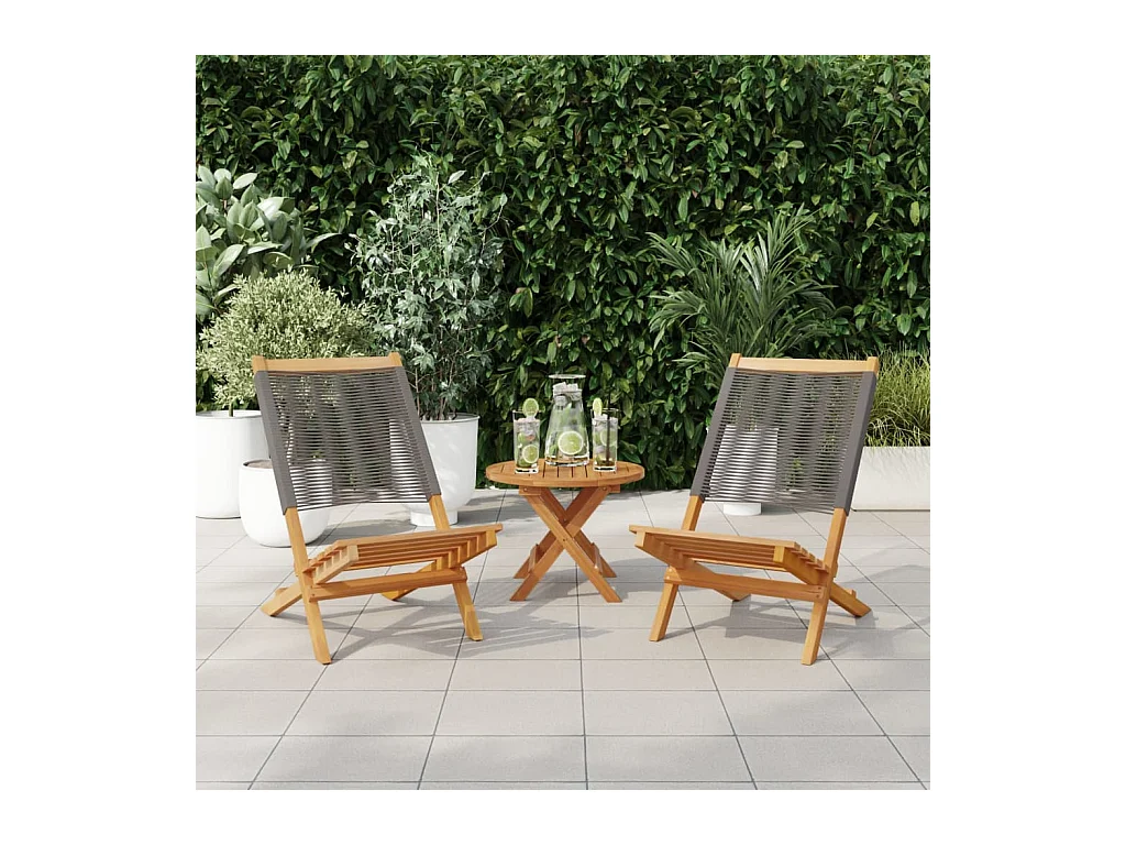 Tuinstoelen 2 st massief acaciahout en polypropeen grijs