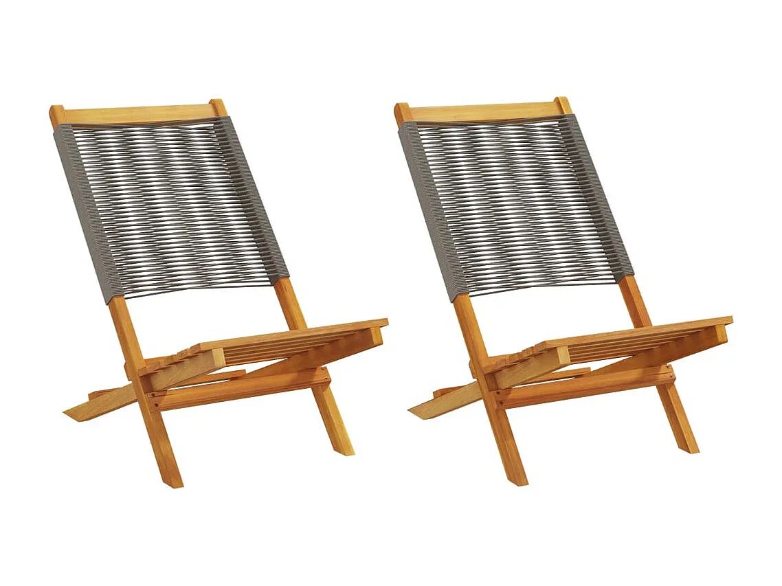 Tuinstoelen 2 st massief acaciahout en polypropeen grijs