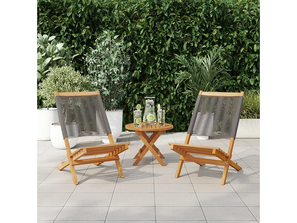 Tuinstoelen 2 st massief acaciahout en polypropeen grijs