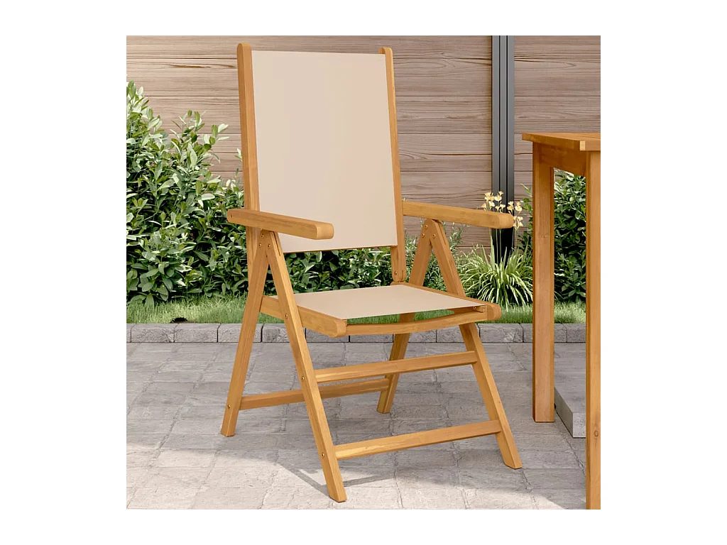 Chaises de jardin lot de 2 beige bois d'acacia massif et tissu