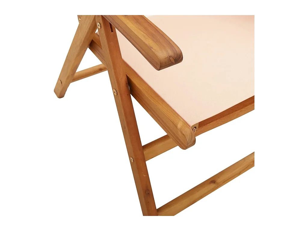 Chaises de jardin lot de 2 beige bois d'acacia massif et tissu