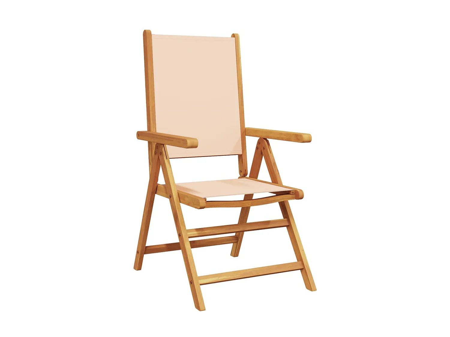 Chaises de jardin lot de 2 beige bois d'acacia massif et tissu