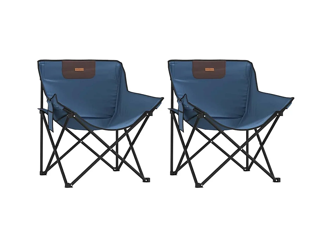 Chaise de camping avec poche pliable lot de 2 bleu