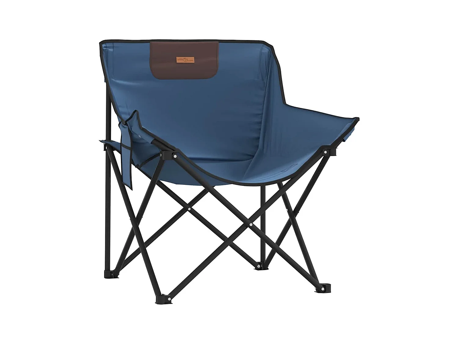 Chaise de camping avec poche pliable lot de 2 bleu