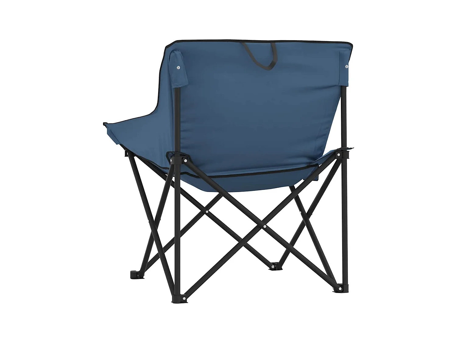 Chaise de camping avec poche pliable lot de 2 bleu