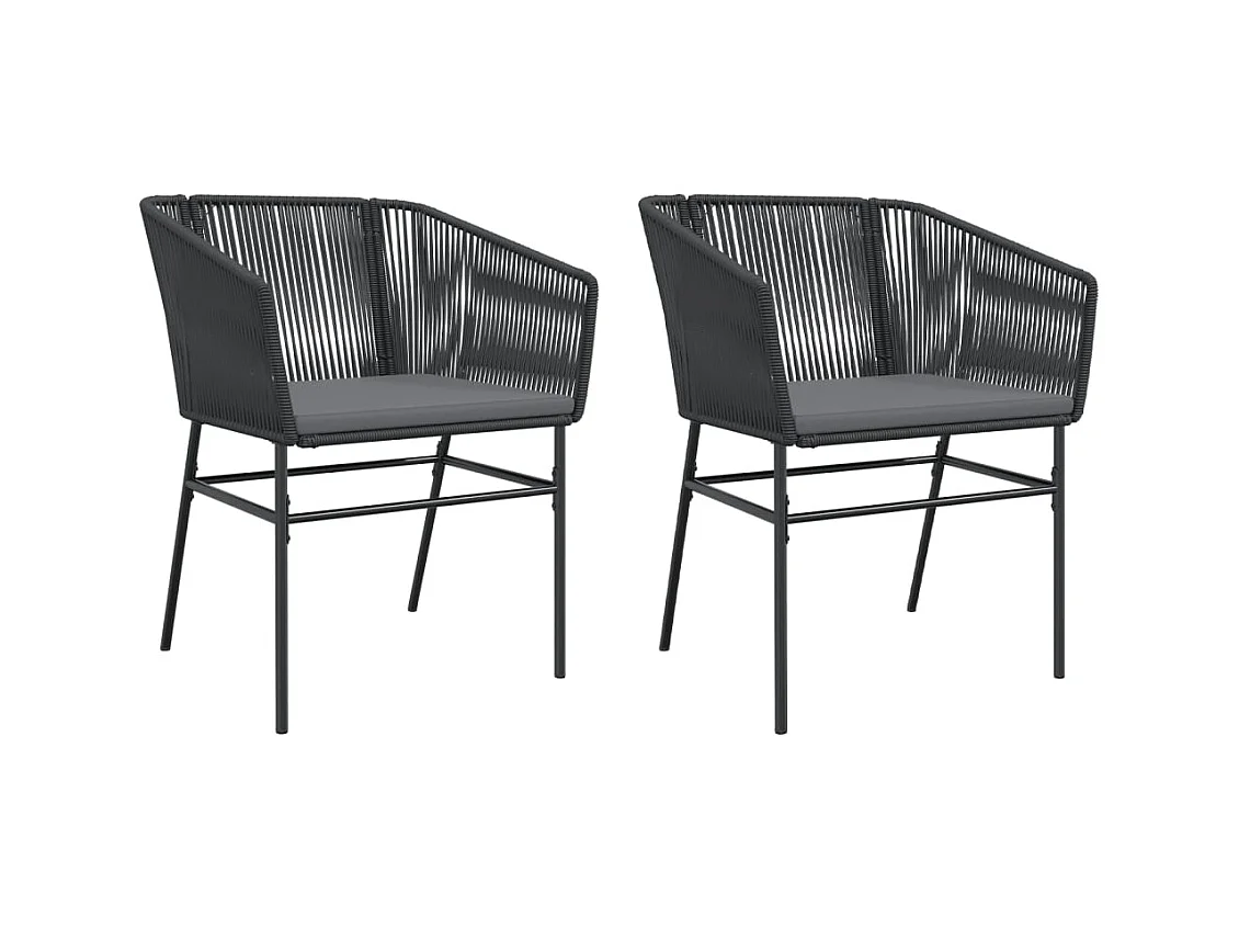 Chaises de jardin lot de 2 avec coussins noir résine tressée