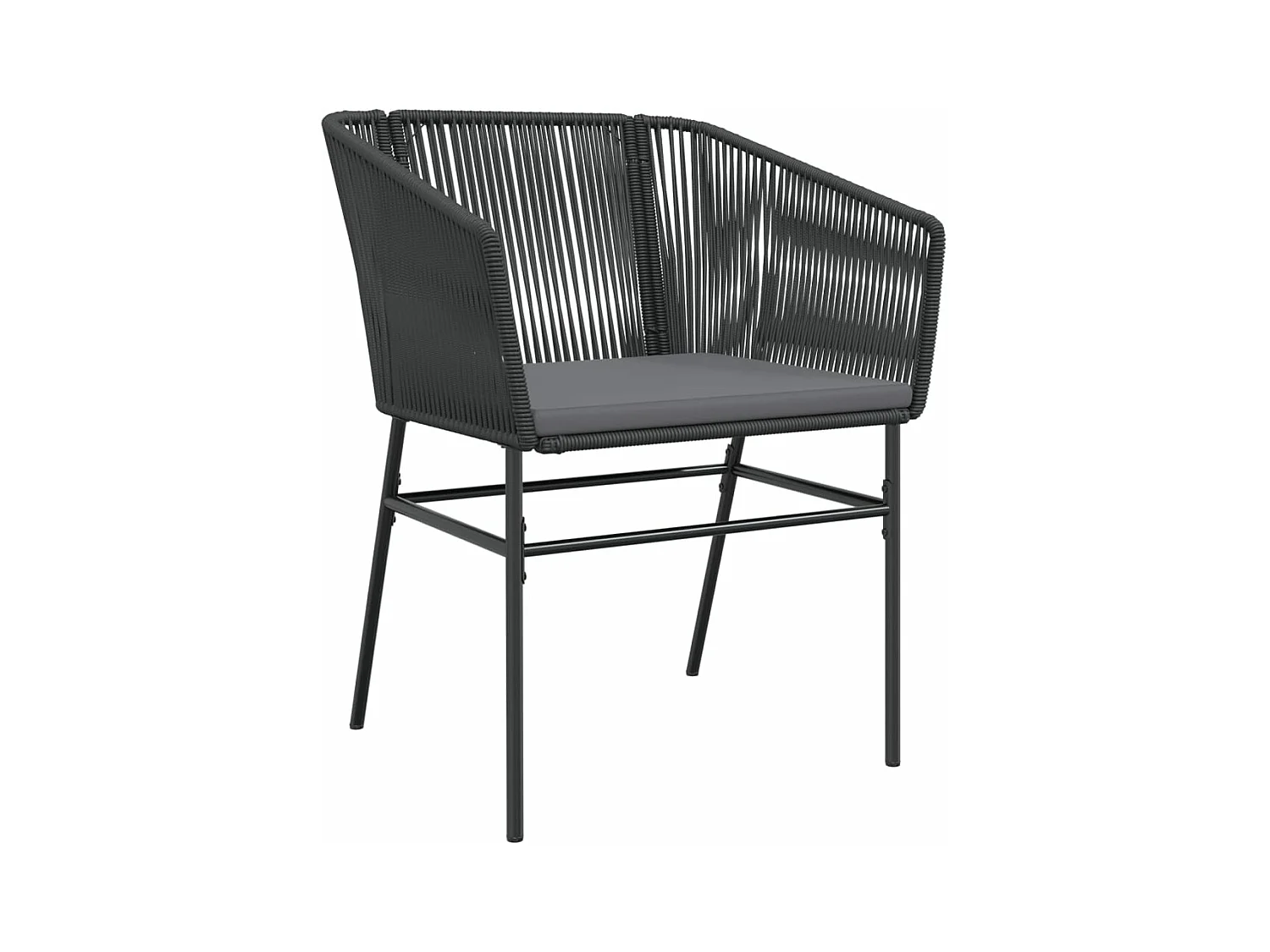 Chaises de jardin lot de 2 avec coussins noir résine tressée