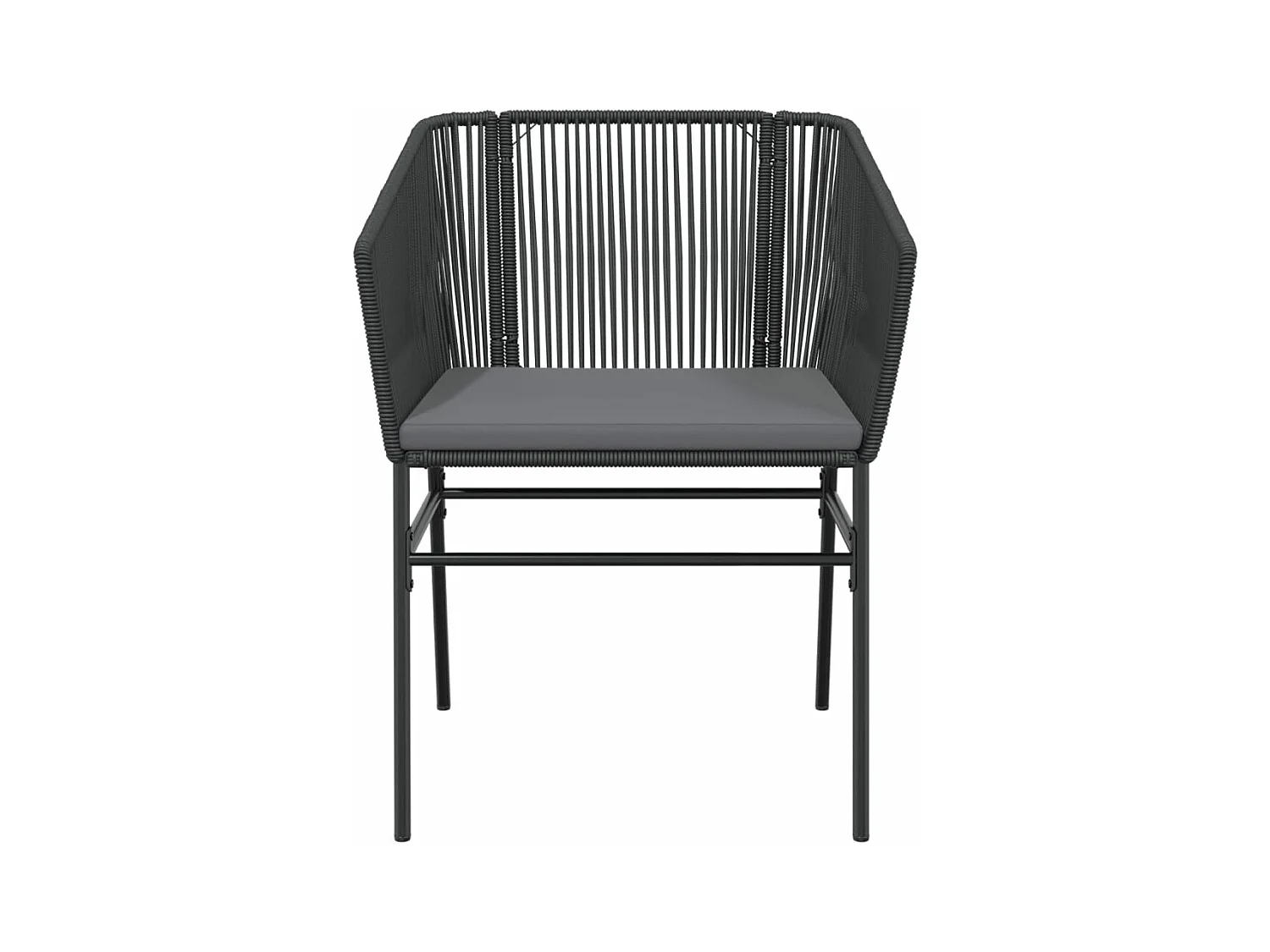 Chaises de jardin lot de 2 avec coussins noir résine tressée