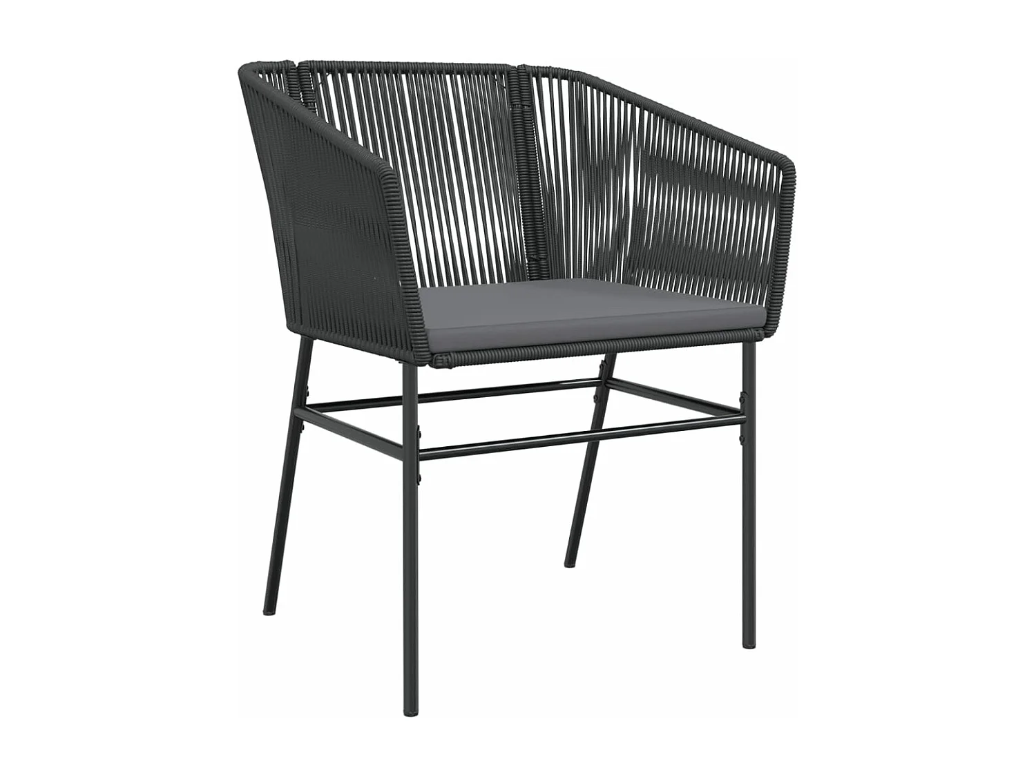 Chaises de jardin lot de 2 avec coussins noir résine tressée