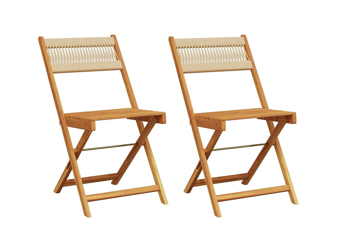 Cadeiras de bistrô 2 peças acácia maciça e polipropileno bege