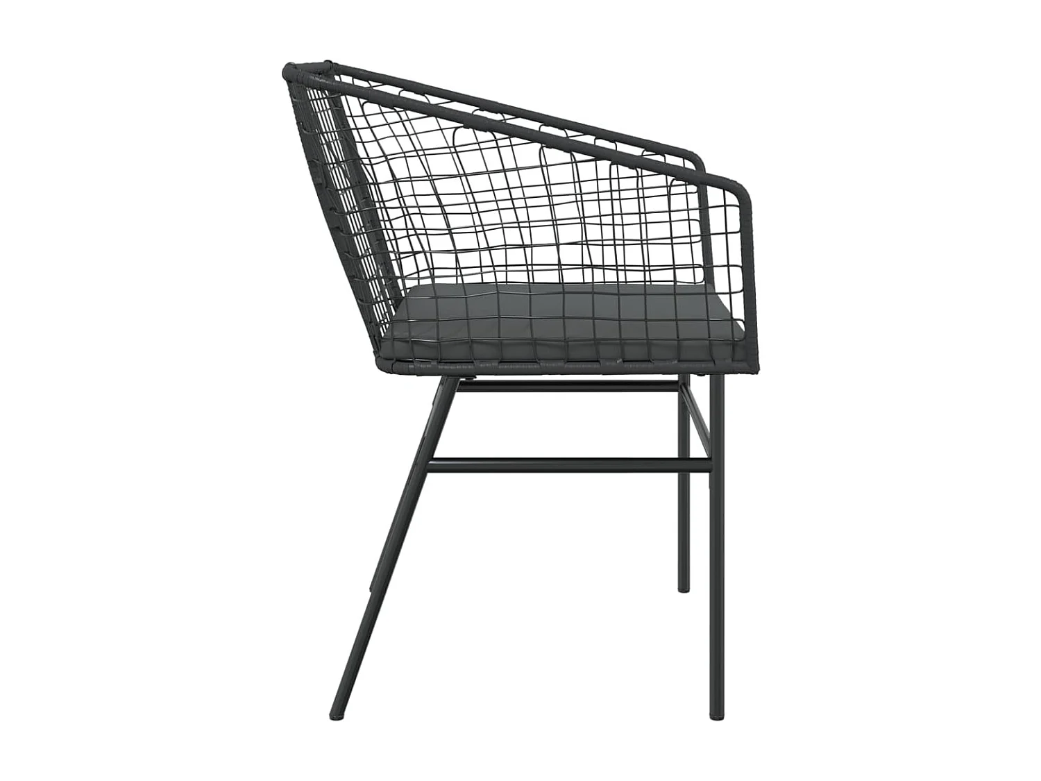 Chaises de jardin lot de 2 avec coussins noir résine tressée