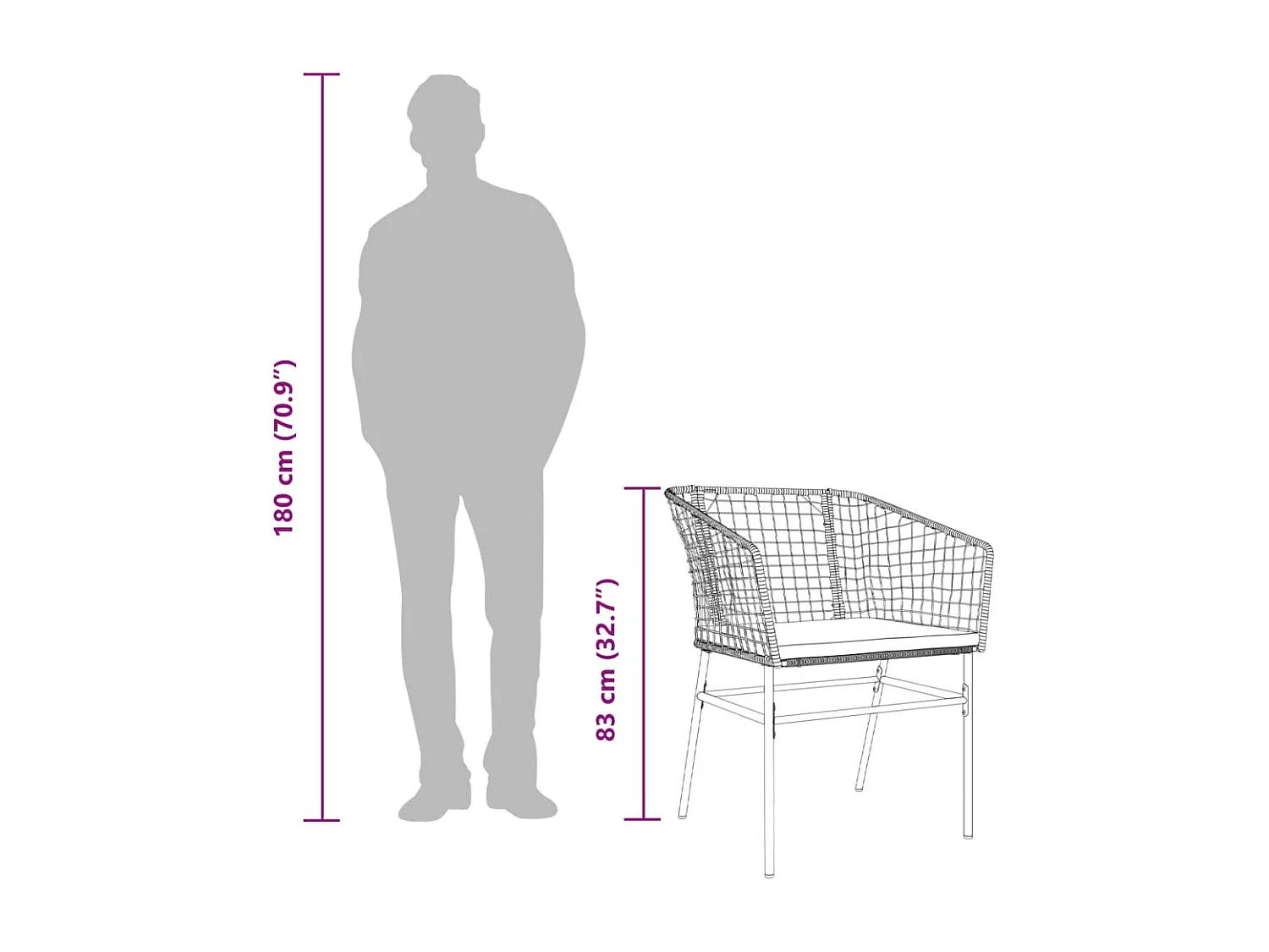 Chaises de jardin lot de 2 avec coussins noir résine tressée