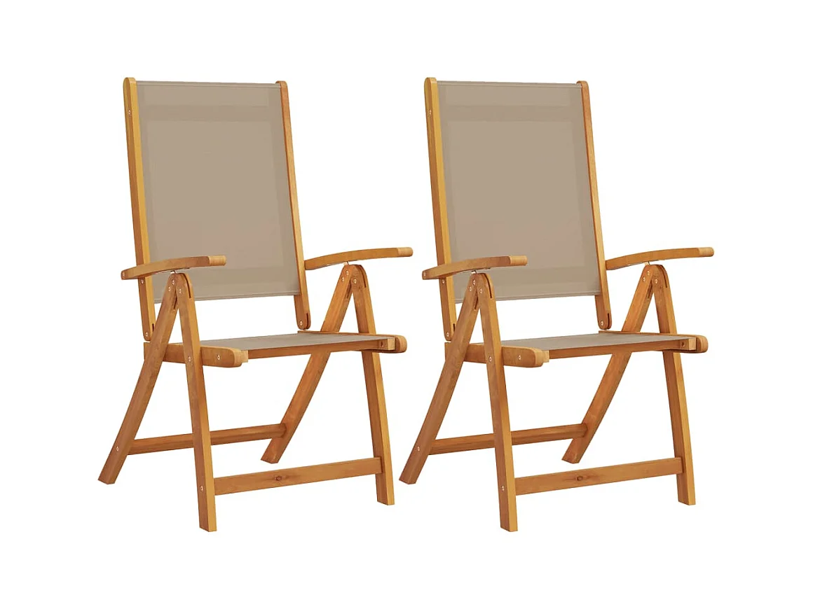 Tuinstoelen inklapbaar 2 stukkenmassief acaciahout en textileen