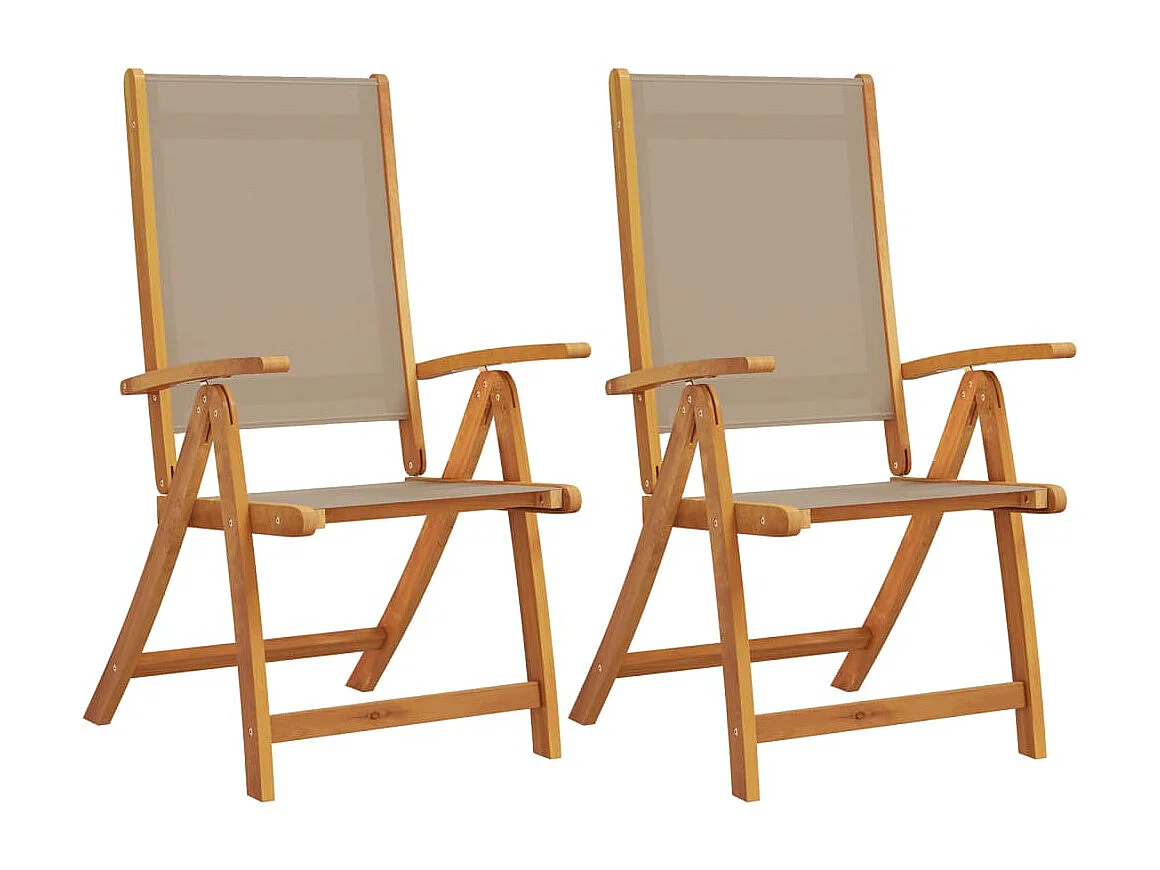 Cadeiras de jardim dobráveis 2 peças acácia maciça e textilene