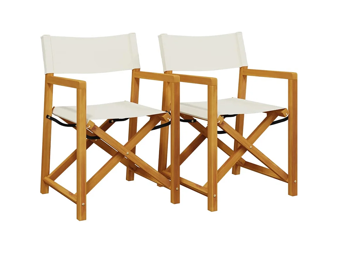 Sillas de jardín plegables 2 unidades tela blanco crema