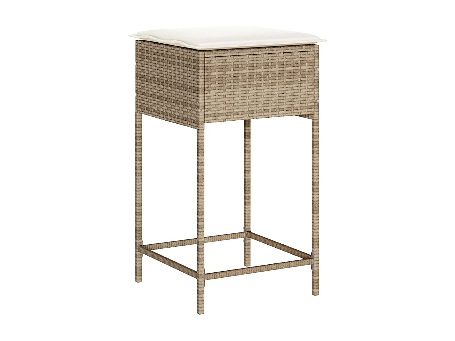 Tabourets de bar jardin avec coussins lot de 2 beige poly rotin