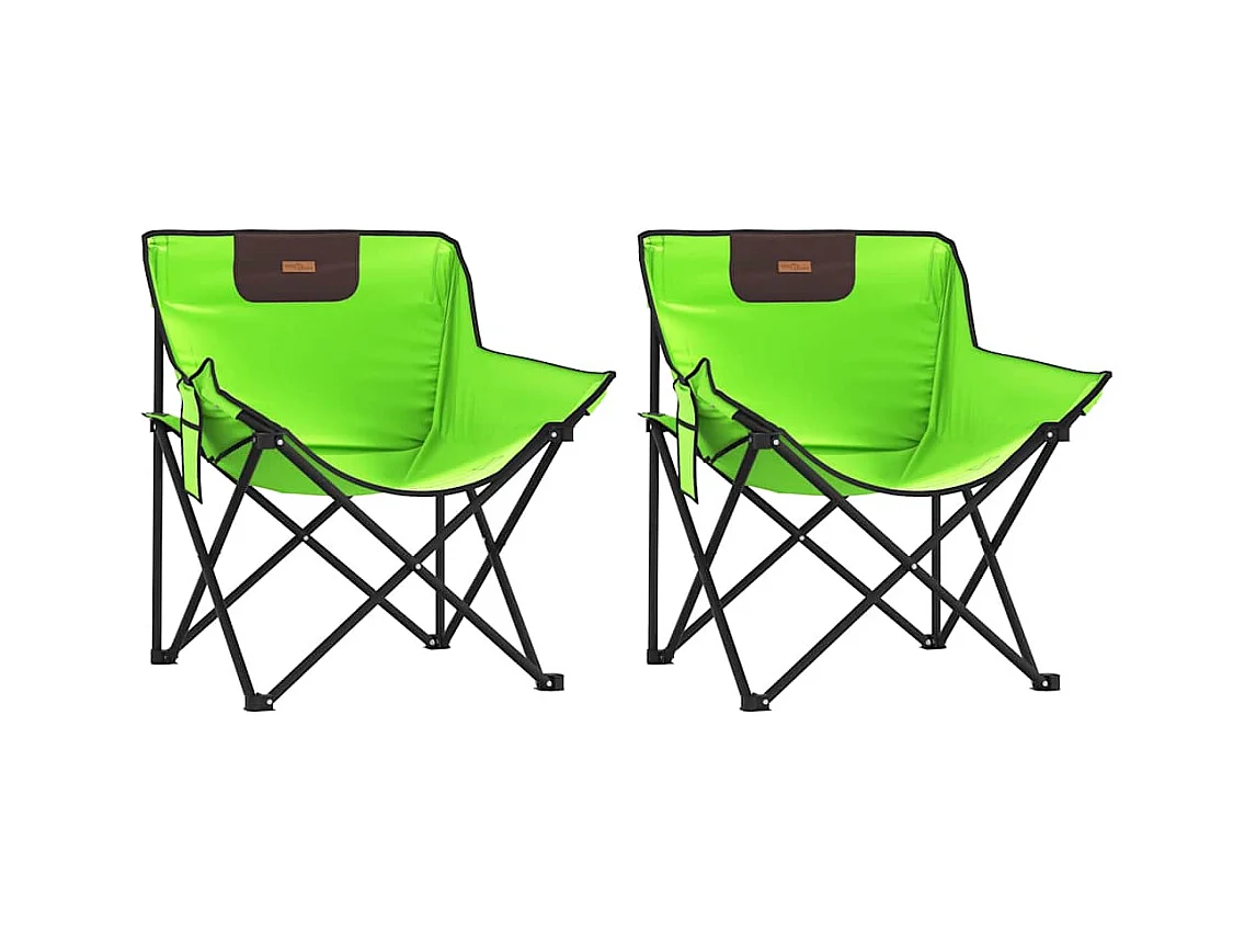 Chaise de camping avec poche pliable lot de 2 vert